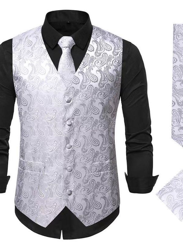 Cross-border Amazon new men's fashion plus size suit vest men's European size casual waist flower formal vest vest vest