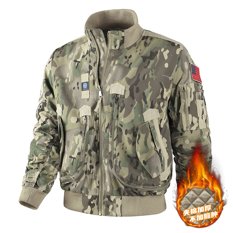 726 Military Fans Autumn and Winter Air Force Flight Thickeneded Cotton Jacket Men's Short Baseball Uniform Tactical Stand Collar Jacket Men