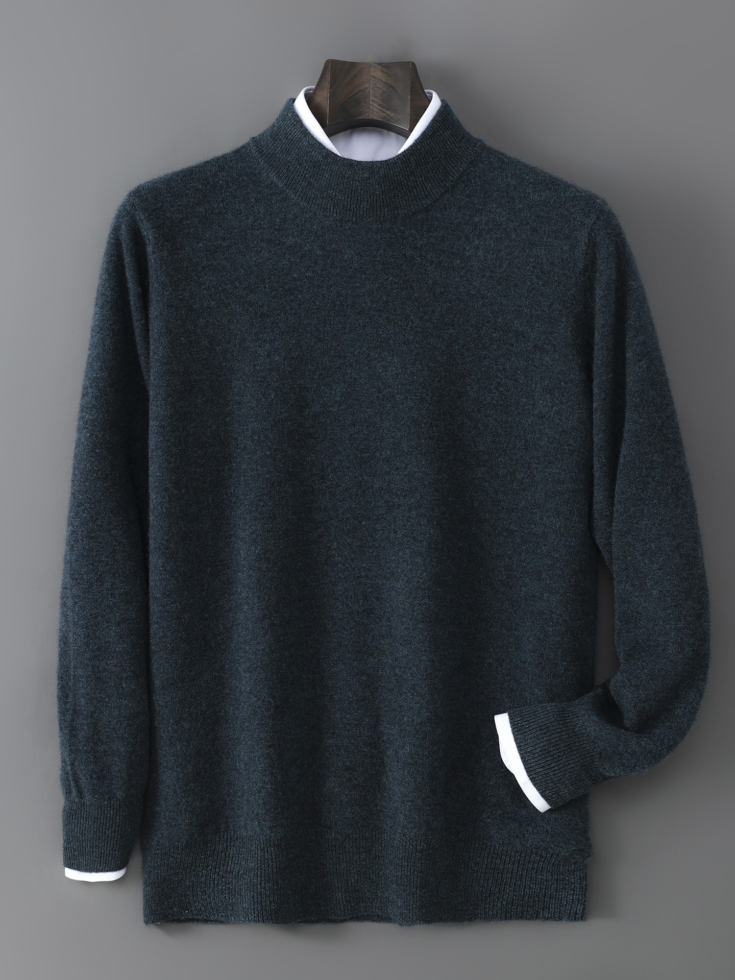 Autumn and Winter New Style Half Turtleneck Woolen Knitwear Men's Half Turtleneck Loose Knitwear Thickeneded Business Simple Warm Knitwear Cross