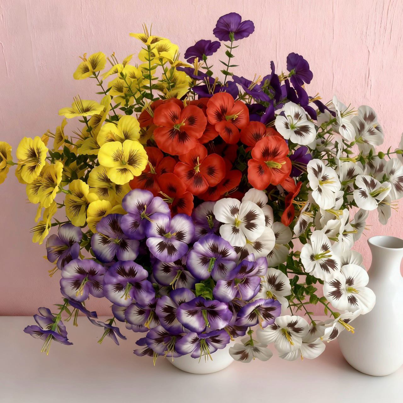 Cross-Border Artificial Gardening Greenery 7-Branch Eucalyptus Pansy for Office Interior Home Decoration and Photography Props