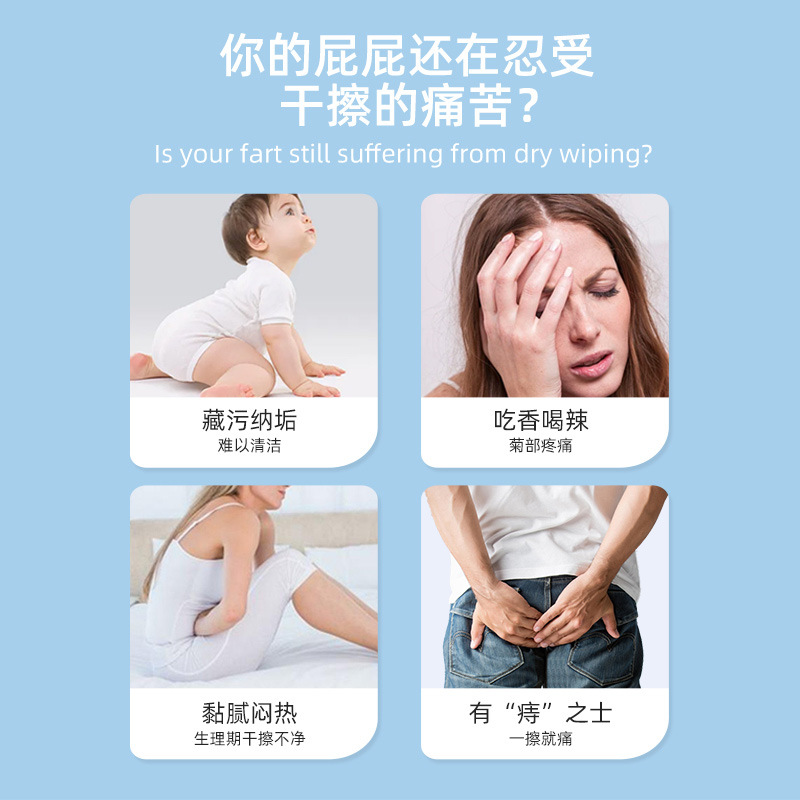 Wet Toilet Paper for Home Use, Flushable and Biodegradable, Portable Small Pack, Unisex, for Wiping Buttocks, Cleaning and Care Wet Wipes