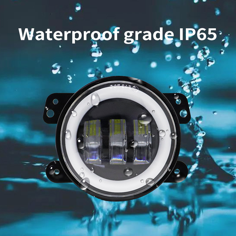 Cross-Border 4-Inch 30W Wrangler White Angel Eyes with Yellow Steering Function with Aperture Front Bumper Fog Lamp Turn Signal