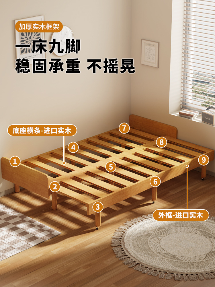 Solid Wood Sofa Bed Folding Dual-Purpose Pull-Out Bed Small Apartment Living Room Study Double Retractable Bed Multi-Functional Overnight Bed