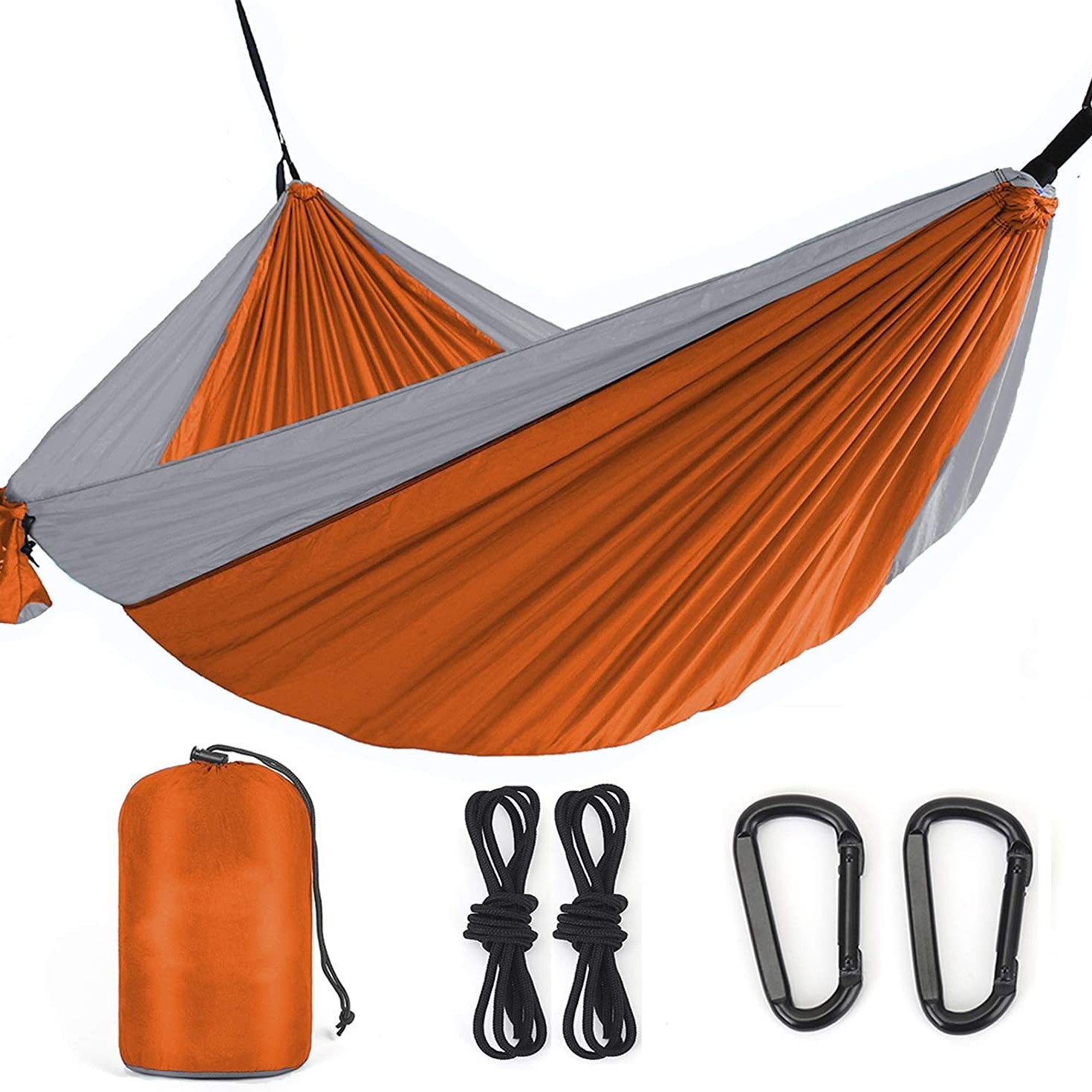 Factory Direct Sales Outdoor Single and Double Parachute Cloth Hammock Color Matching Nylon Widened Swing Indoor Leisure