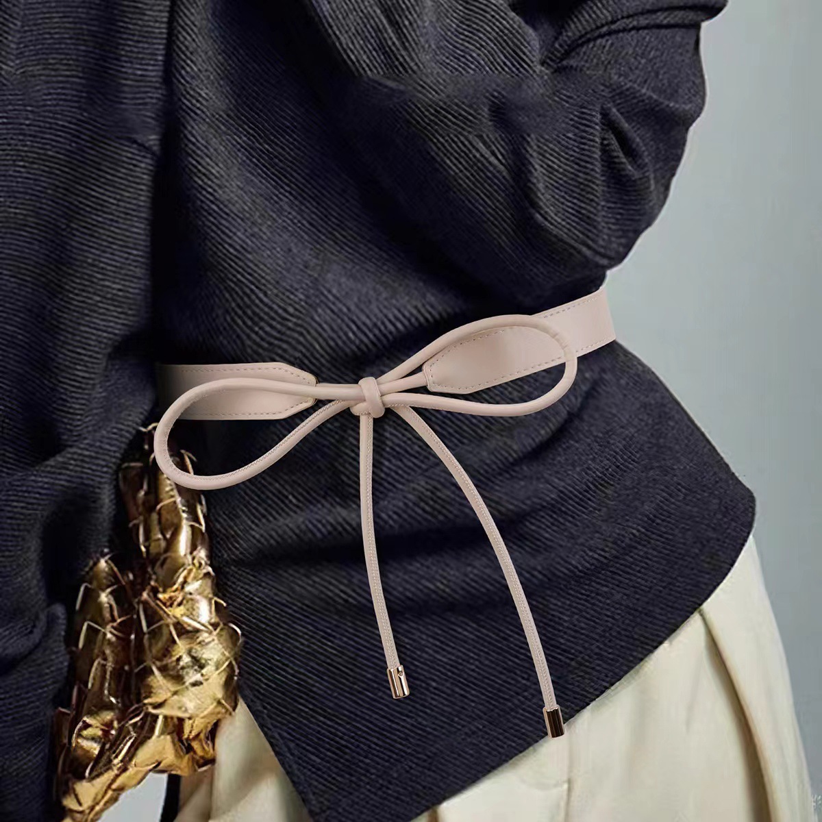 Ремень из искусственной кожи в корейском стиле с бантом, модный, для талии, подходит для юбок, аксессуары для стройного силуэта