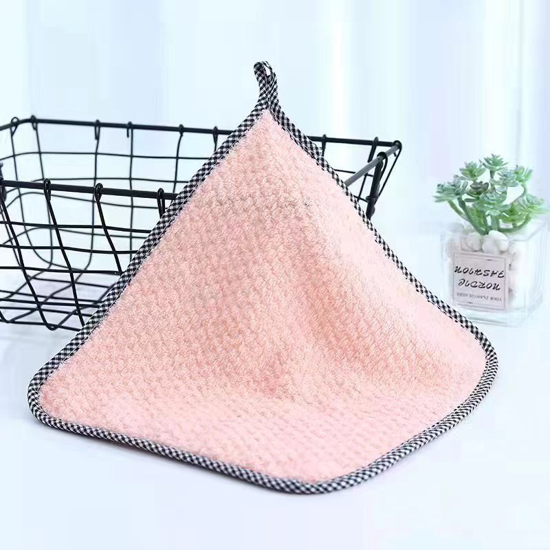 Small Square Towel Pineapple Coral Fleece Small Square Towel Hand Wash Face Small Towel Kitchen Hanging Absorbent Wipe Square Towel