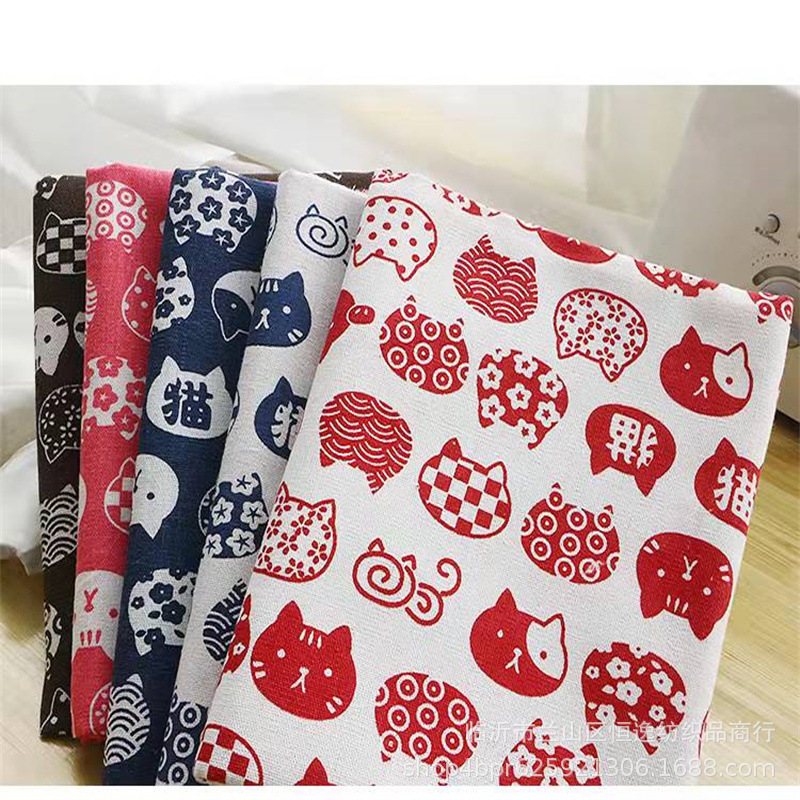 Прямые поставки леновая ткань с рисунком удачи для подушек, скатертей, декоративная ткань