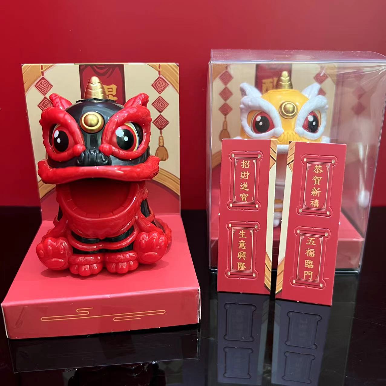 Solar lion national tide Lion Chinese style Auspicious Lion Dance National tide home car decoration swing lion gift