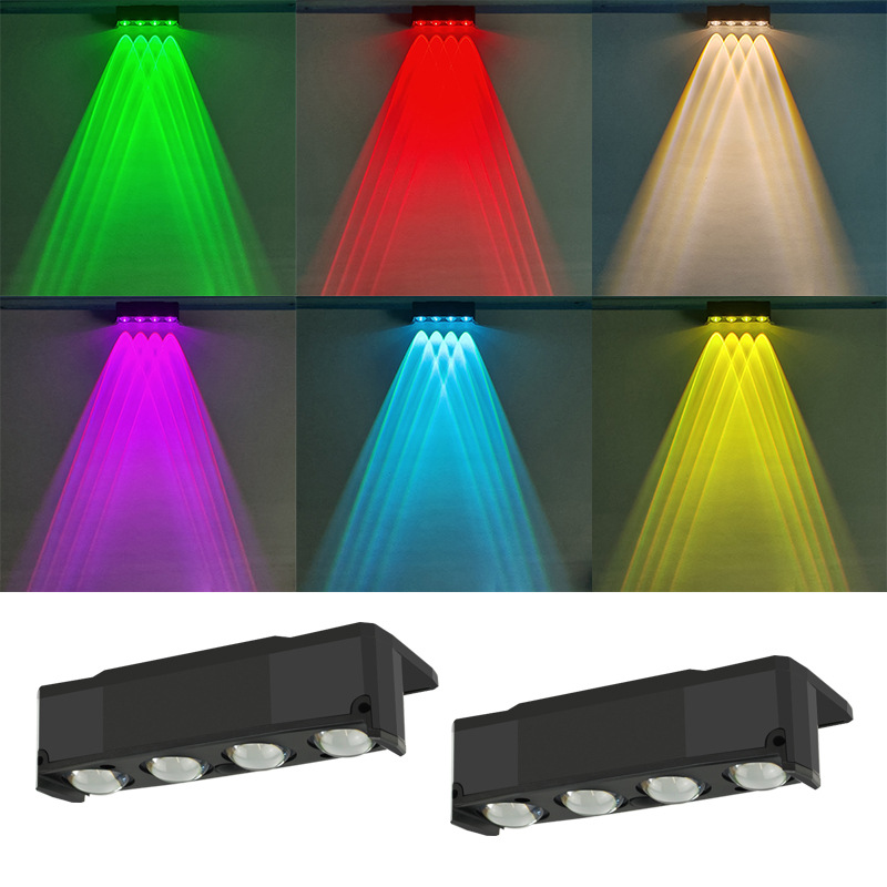 New solar wall washing lamp spotlight bright convex lens wall lamp outdoor garden yard 12-speed color mixing wall lamp