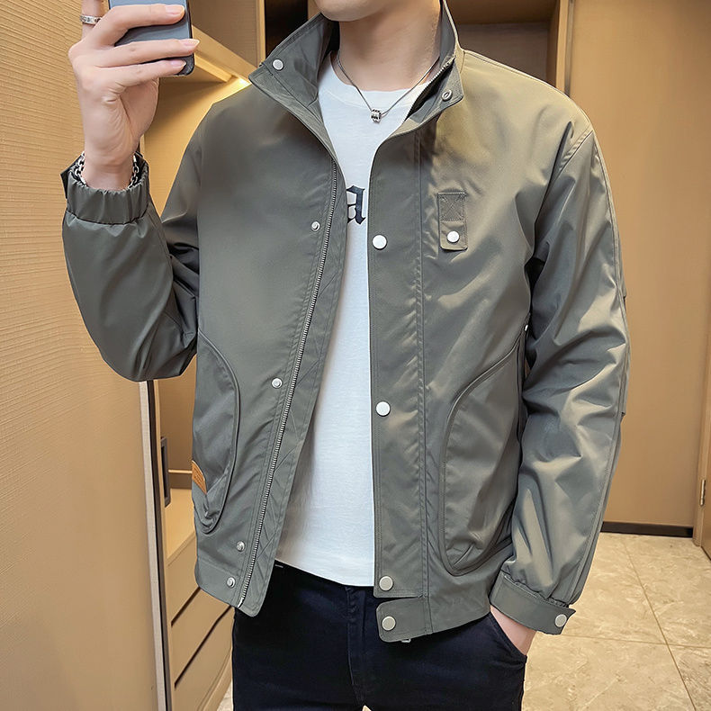 2025 New Autumn Jacket Men's Casual Trendy Jacket Workwear Top Slim Spring and Autumn Windbreaker Jacket