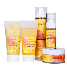 Cross-Border Hot Selling Full English Turmeric Skin Care Product Set Facial Cleansing Care Cleanser Essence Cream Lotion Oem