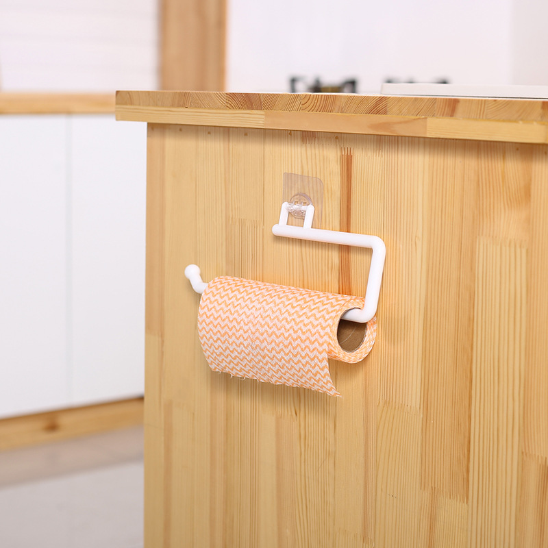 Kitchen special non-perforated tissue holder plastic wrap storage rack roll paper rack rack toilet paper hook cloth holder