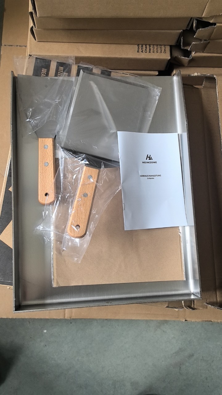 Stainless Steel Barbecue Plate 304 Imported Stainless Steel Grill Pan Outdoor Camping Barbecue Plate Thick Food Grade 40*30cm