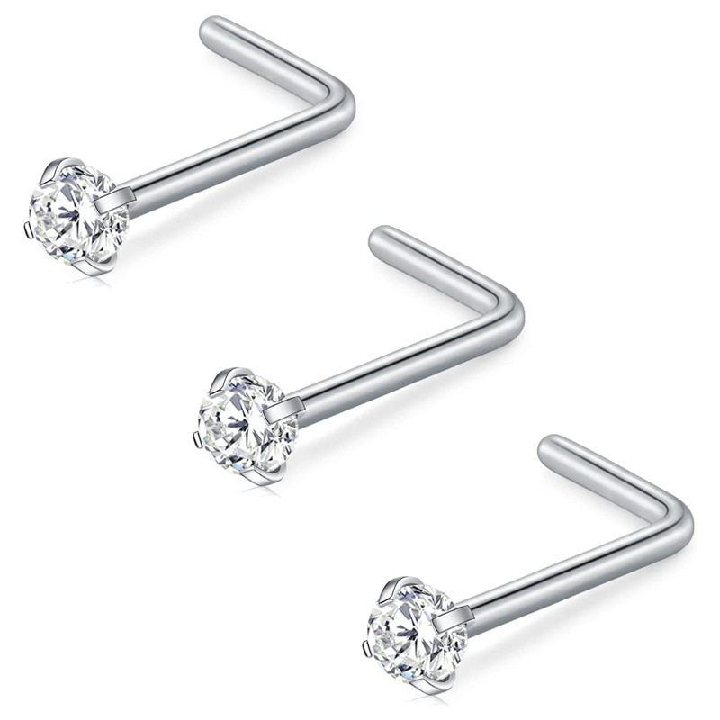 Stainless Steel Nose Nails, Nose Rings, Earrings, Cross-Border Piercing Jewelry, Zircon Ear Bone Nails, Earrings, Factory Direct Supply Wholesale