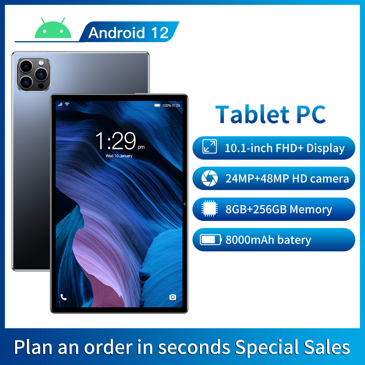 Cross-border hot sale 10.1-inch tablet computer intelligent positioning language Bluetooth 4G all Netcom WiFi factory wholesale