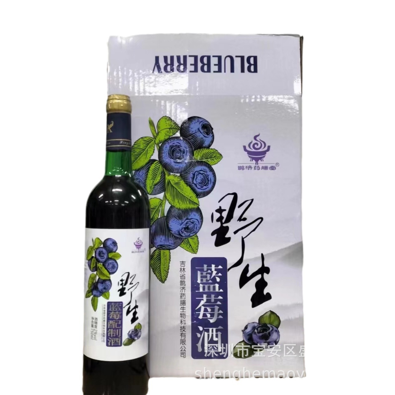 Wholesale 750ml blueberry wine a box of six bottles exhibition sales gift blueberry fruit wine sea buckthorn red wine will receive the order