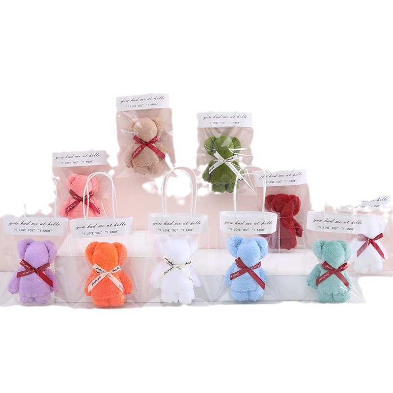 Coral velvet bear towel hand gift gift box wedding festival shop activity opening gift wholesale towel