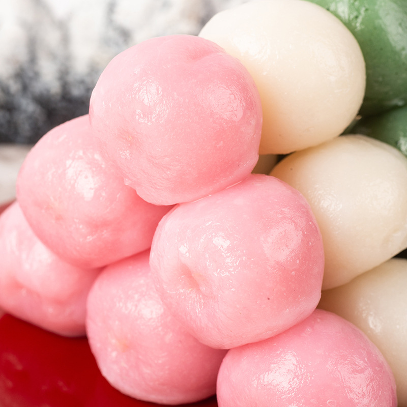 Shengnuo Three-color Balls String Animation Japanese Traditional Food Specialty Pastry Glutinous Rice Dumpling Instant in Open Bag 10 String Pack