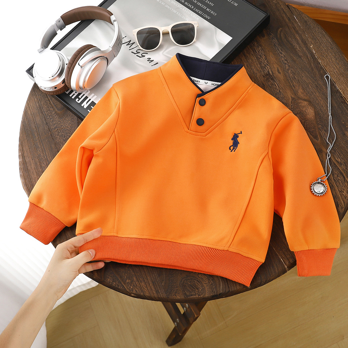 Boys' Sweatshirt, Spring and Autumn 2026 New Style, Casual Spring Wear for Older Children, Trendy Street Style Top, Base Layer Shirt