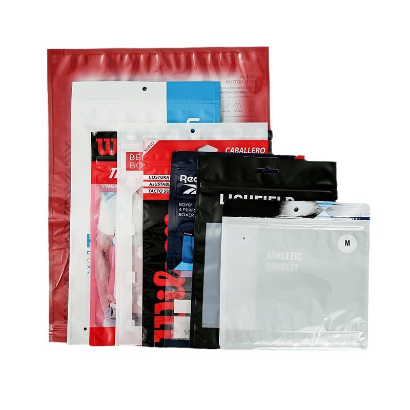 Factory color printing plastic printing three side seal underwear socks fish food bag