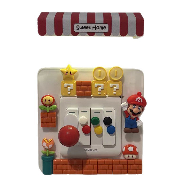 Mario Stereo Lever Switch Sticker Frame Cover Cute Creative Acrylic Socket Decoration Cover Ugly Protective Cover