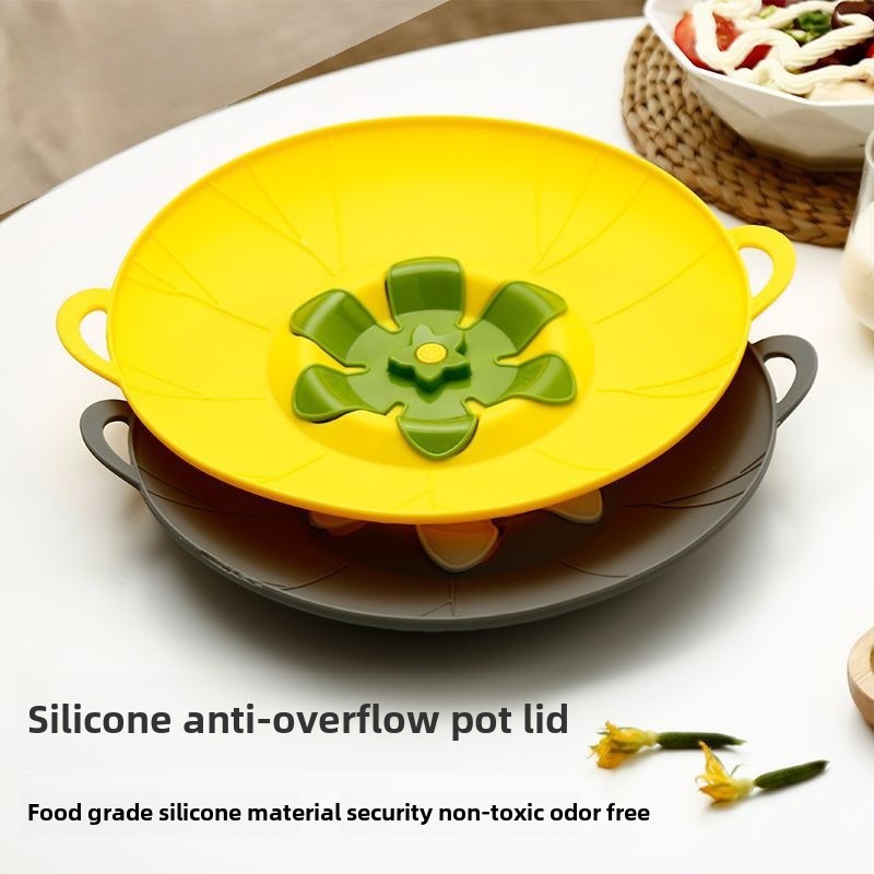 in stock silicone flower type anti-overflow pot cover silicone fresh cover rotatable pot cover kitchen gadgets wholesale