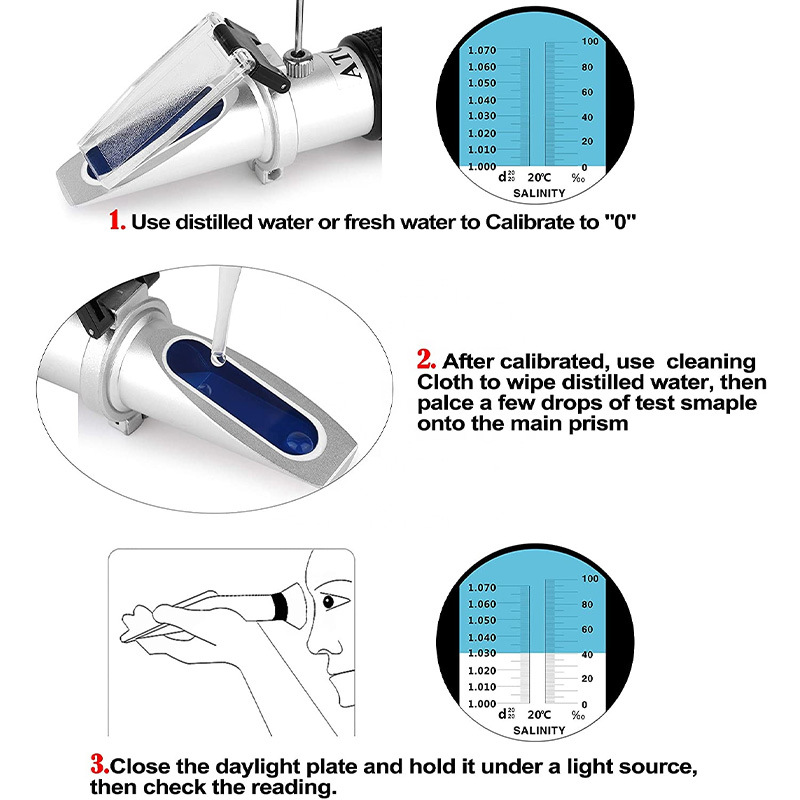 Portable high-precision salinometer 0-100‰ refraction salinometer special seafood food salt tester for Mariculture