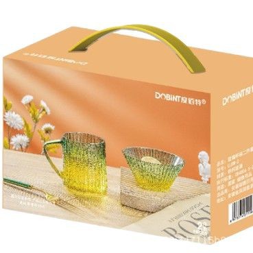 Dubaite Glass Cup and Bowl 2-Piece Set Llbw-2 Gradient Color Glass Cup and Bowl Tableware Set Jewelry Event Gift