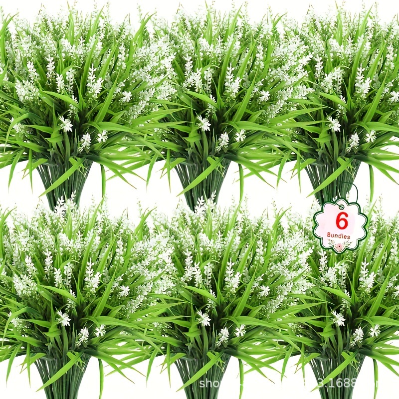 Outdoor Artificial Green Plants Lavender Fake Flower Bunch Home Decoration Artificial Spring Grass Lavender Flower Monkey Grass