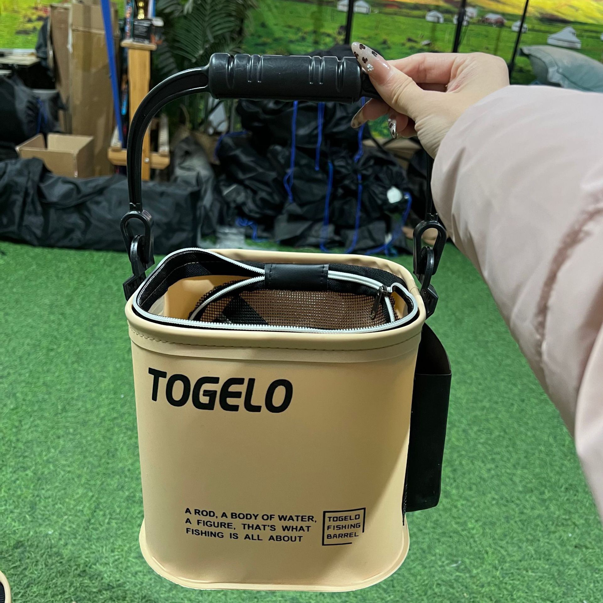 Bucket Fishing Equipment Luya Wild Fishing Portable Fish Protecting Fish Bucket Outdoor Fish Box Live Fish Bucket Anti-jumping Net Water