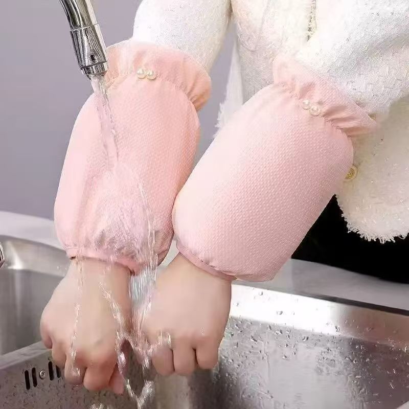 New Korean Style Autumn and Winter Cute Waterproof Sleeves for Kitchen Work, Anti-Fouling, Oil-Proof and Dirt-Resistant down Jacket Sleeves for Students