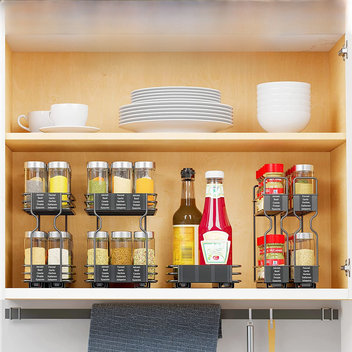 Cross-border kitchen full set of seasoning jar multi-functional storage rack multi-layer household supplies seasoning box seasoning storage rack