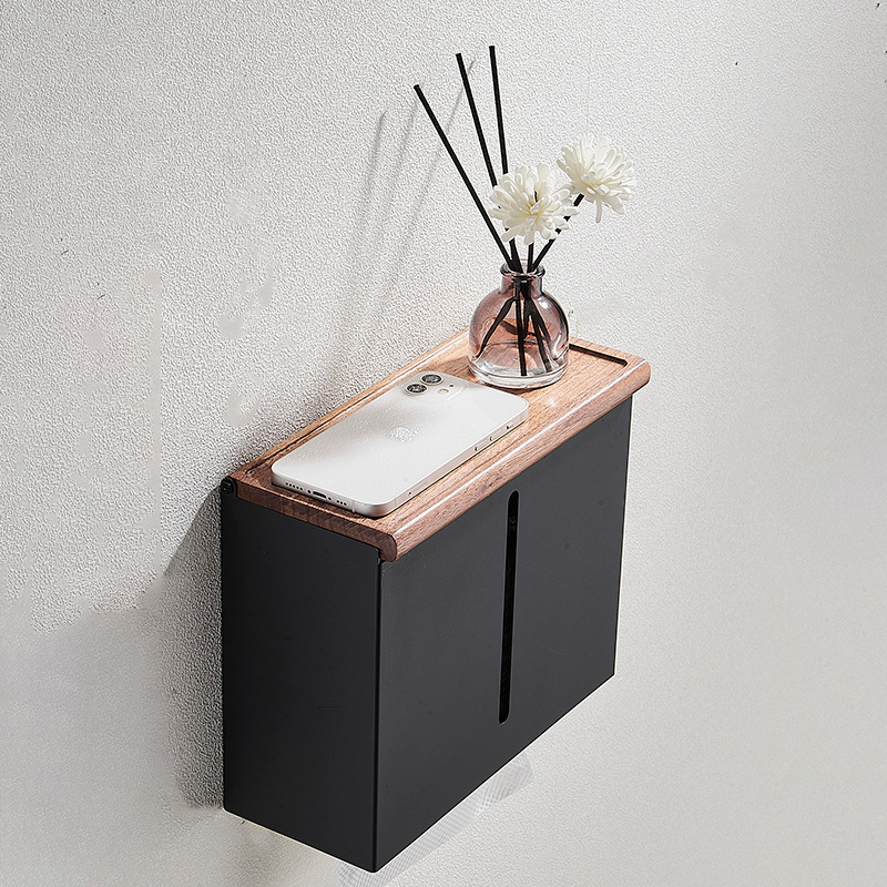 Коробка для салфеток из массива дерева ореха для кухни и ванной, многофункциональный стеллаж для рулонов бумаги