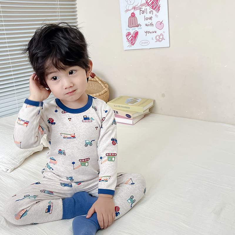 Happy Pig Girls Class a Underwear Set Children's New Pure Cotton Bottoming Pajamas Boys Baby Autumn Clothes Autumn Pants