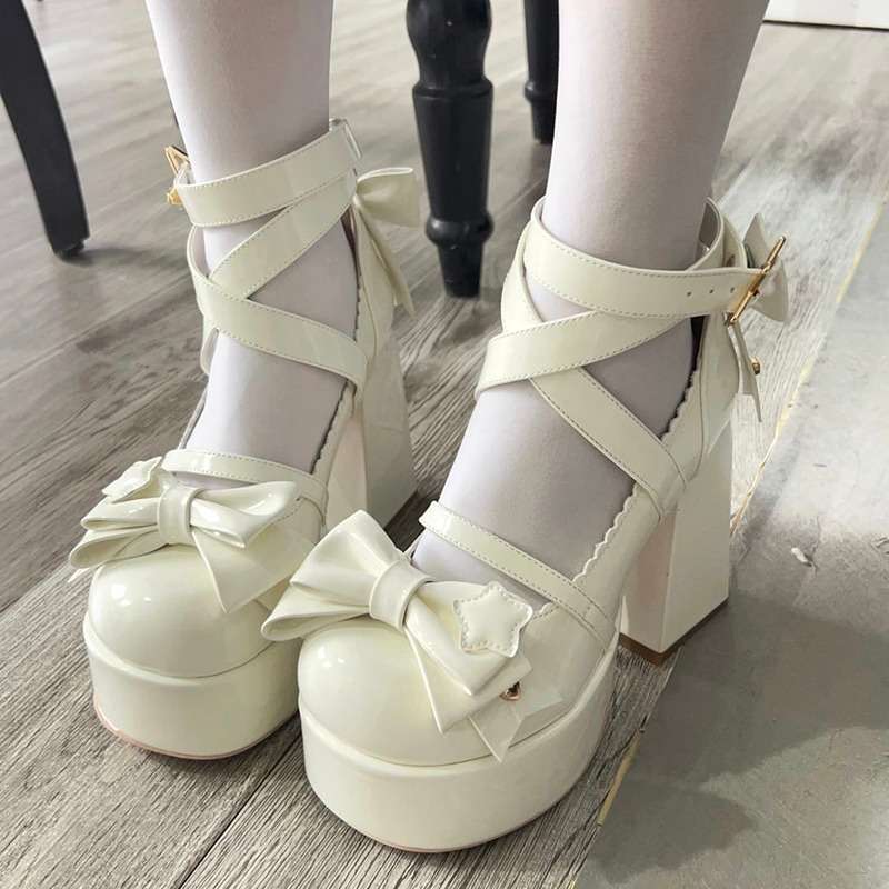 Sweet Lolita Shoes Round Toe Cute Girl Lolita Shoes Jk Japanese Style Mary Jane Thick Heel High Heels Waterproof Platform