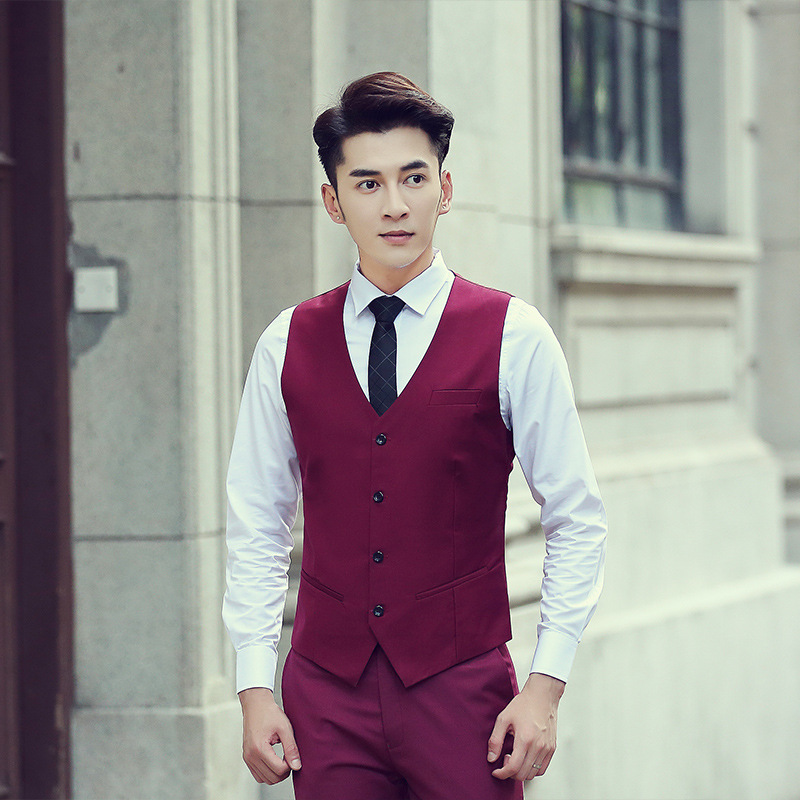 Men's waistcoat new slim Korean youth overalls suit waistcoat men's best man Men's vest a generation of hair