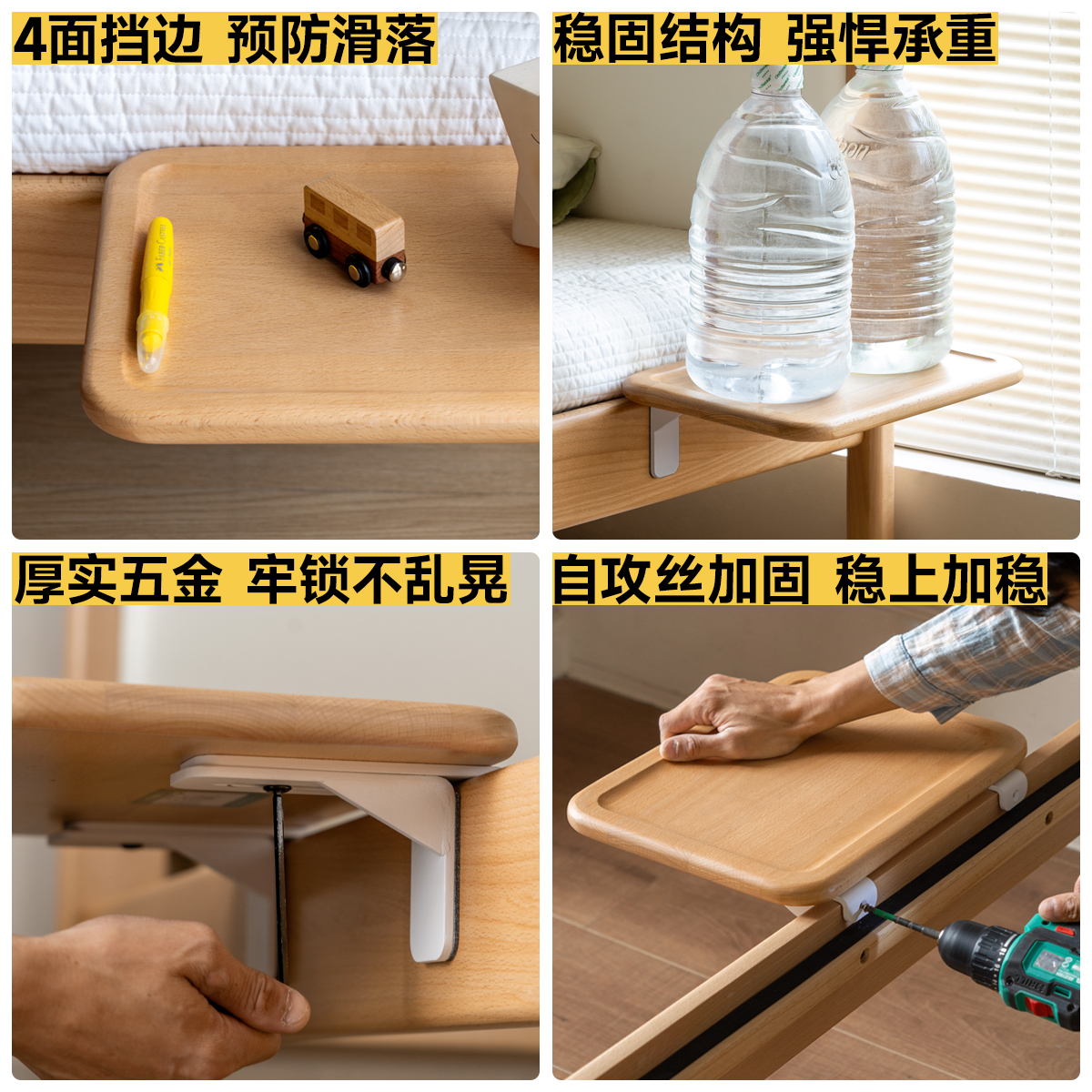 ♔ Solid Wood Children's Bedside Table, Bedroom Small Apartment Suspended Storage Cabinet, Simple and Creative Bedside Storage