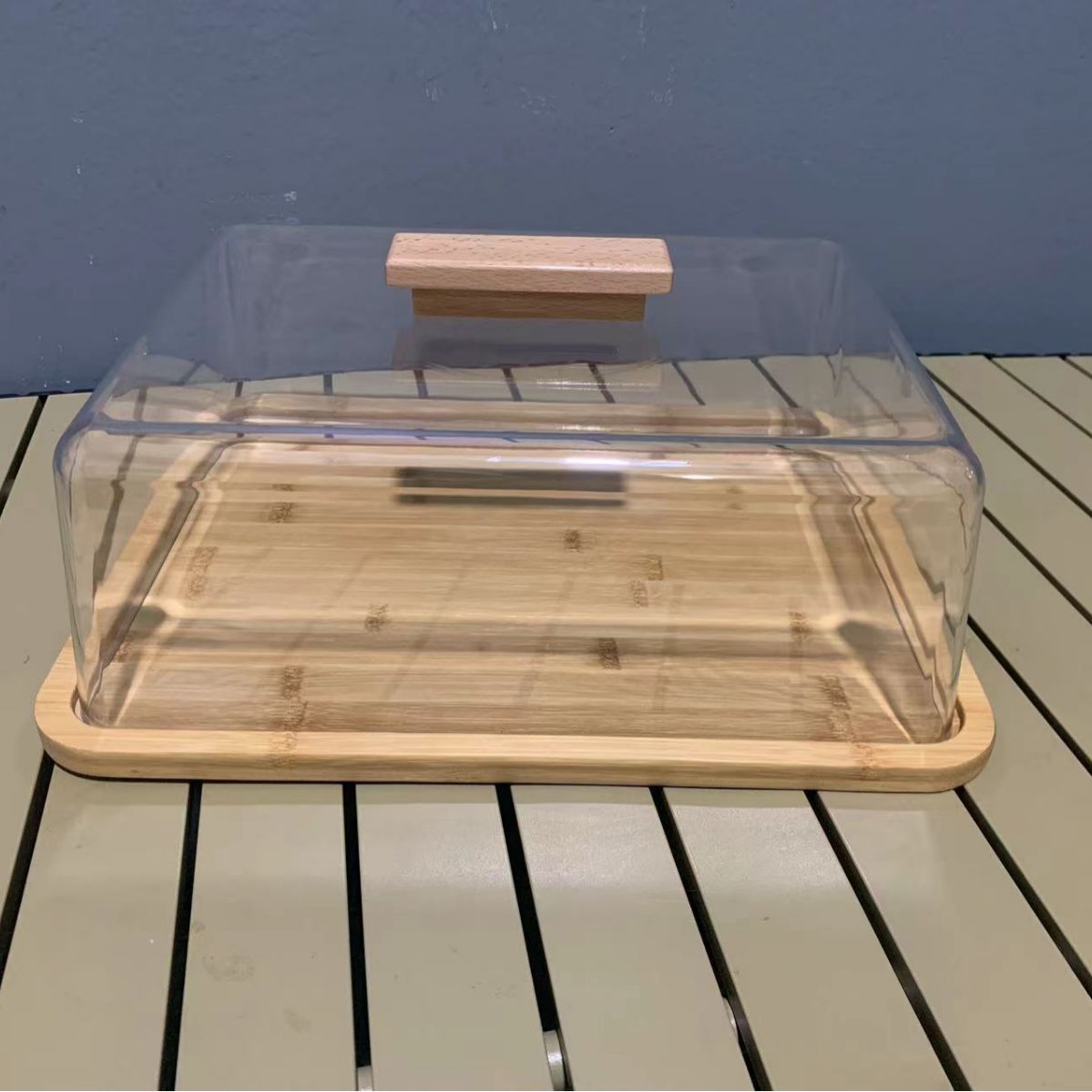 Прозрачная акриловая крышка для тортов прямоугольная пылезащитная крышка для сыра масла холодных блюд кондитерская бамбуковая поднос пасторальный стиль