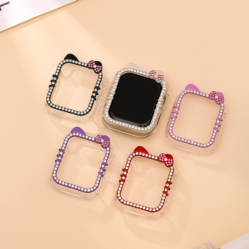 New diamond-encrusted KT cat case for Apple Apple S10 watch protective case iwatch9SE case film integrated