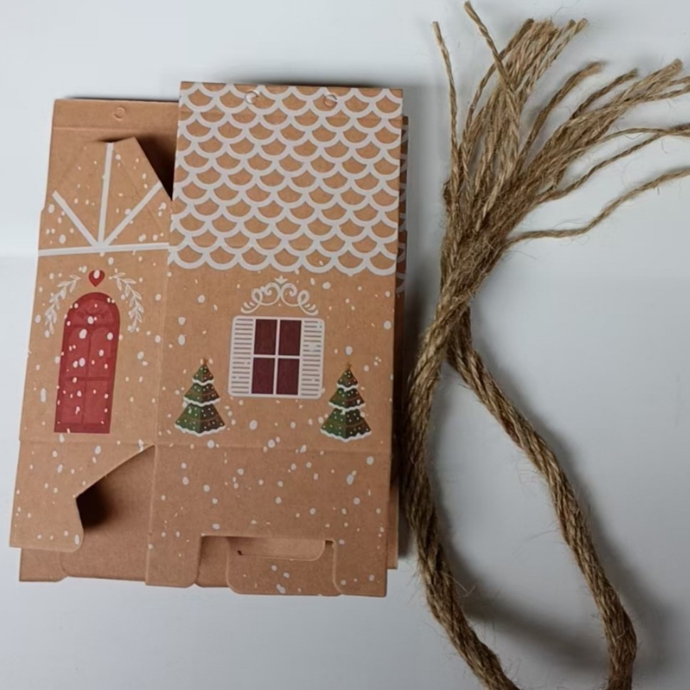 European style new candy box Christmas kraft paper candy box kraft paper box Christmas small house candy box