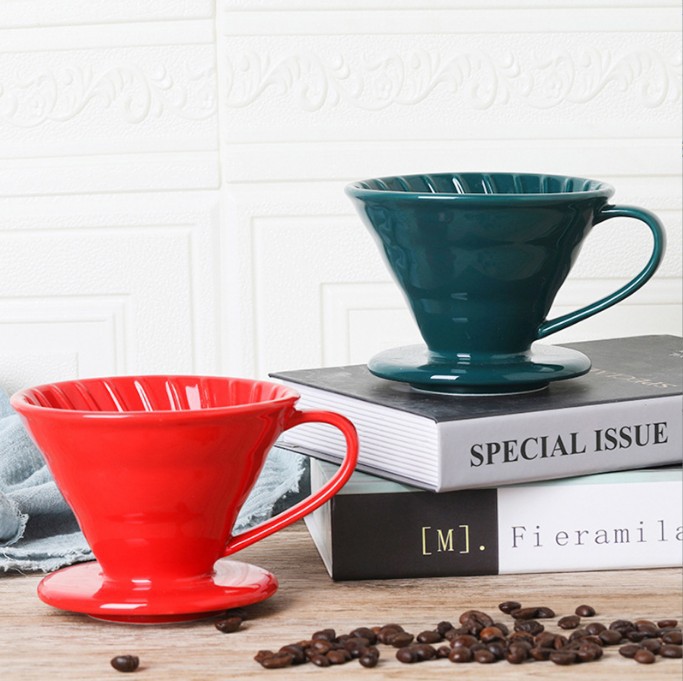 European-style hand coffee ceramic filter Cup V60 cone filter thread drip coffee cup creative coffee set
