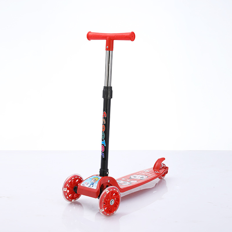 Wholesale children scooter cartoon flash wheel bicycle 2-8 years old baby toy car foldable scooter