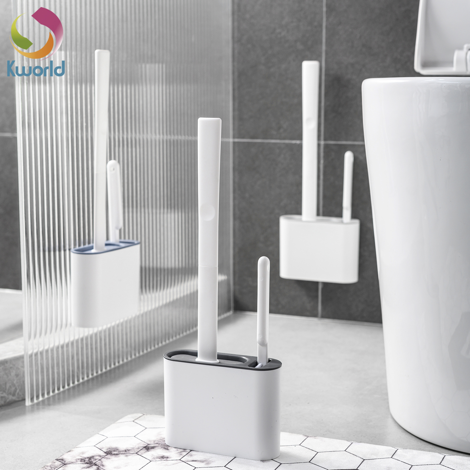 Jinhuida 2021 new soft rubber toilet brush flat toilet brush TPR toilet cleaning brush toilet brush