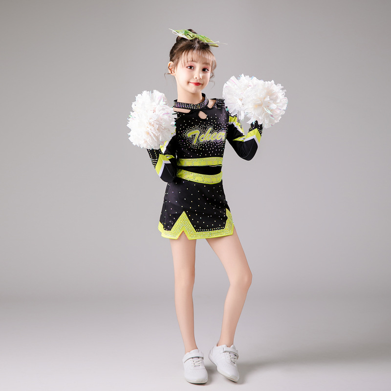 Children's Cheerleading Performance Clothing Long-Sleeved New Girls' Cheerleading Performance Clothing Dance Clothing Competition Competition Clothing for Women