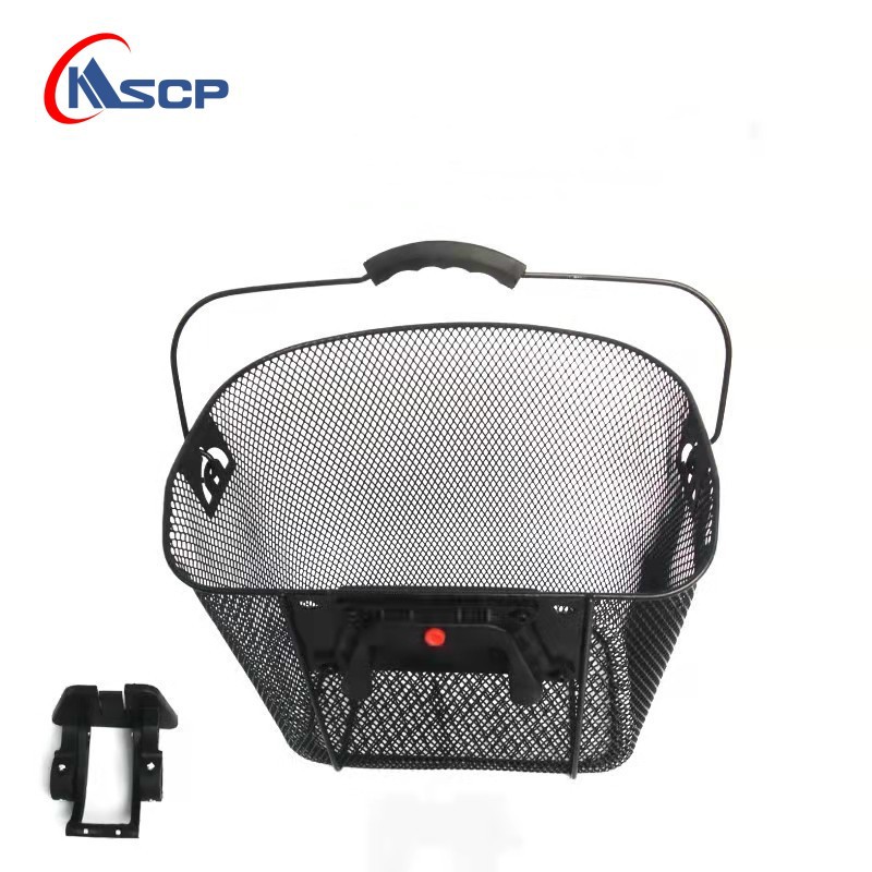 In stock supply quick disassembly basket with handle mesh basket export type mountain bike bicycle front basket