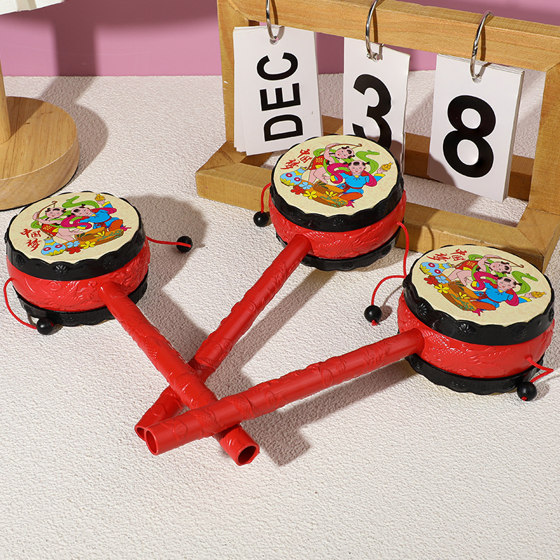 Auspicious Swing Rattle Nostalgic Chinese Traditional Classic Baby Swing Drum Hand Swing Puzzle Enlightenment Toys Wholesale