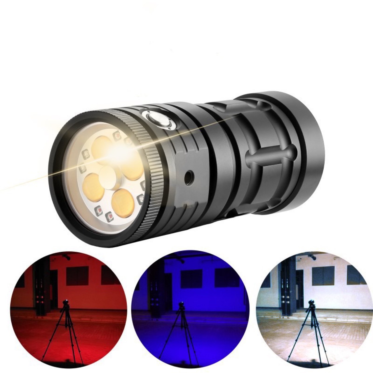 New Diving Fill Light Led White Red Blue Light Lens Photography Flashlight High Power Built-In Battery USB Charging