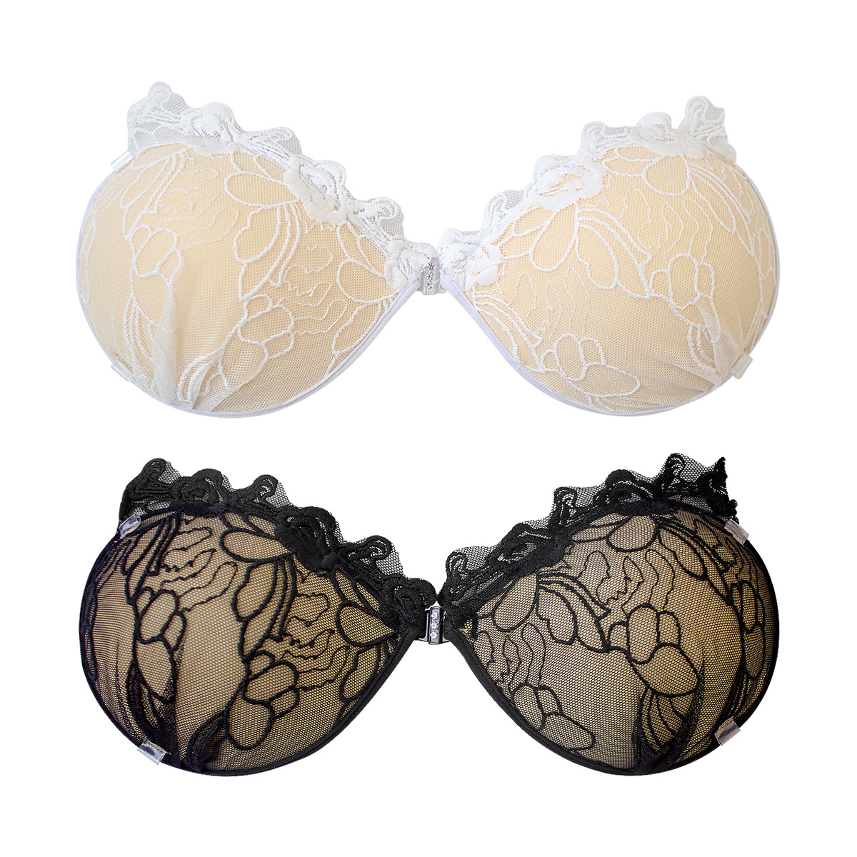 Lace Thickened Breast Pads Adam's Hands Invisible Bra Palm Cup Breast Pads with Shoulder Straps Palm Lace Silicone Breast Pads