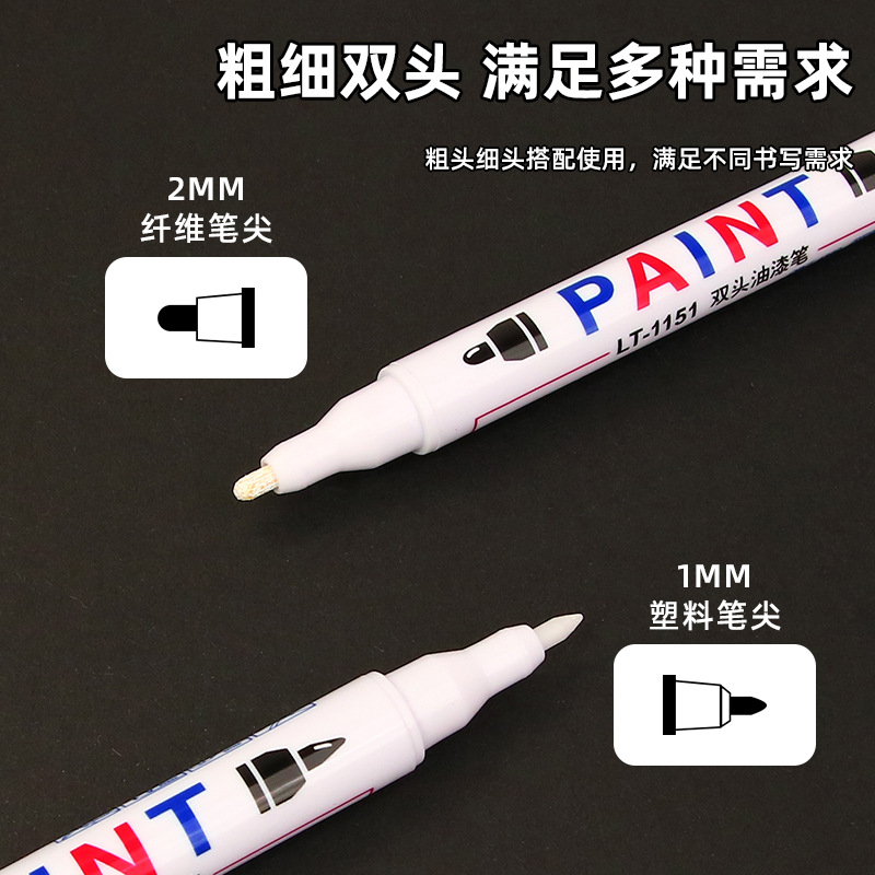 Double-Ended Paint Pen, Colored Pen, 2mm Signing Pen, DIY Card Paper Hand-Painted, 1mm Ultra-Fine Repair Touch-Up Paint, Gold, Silver, White