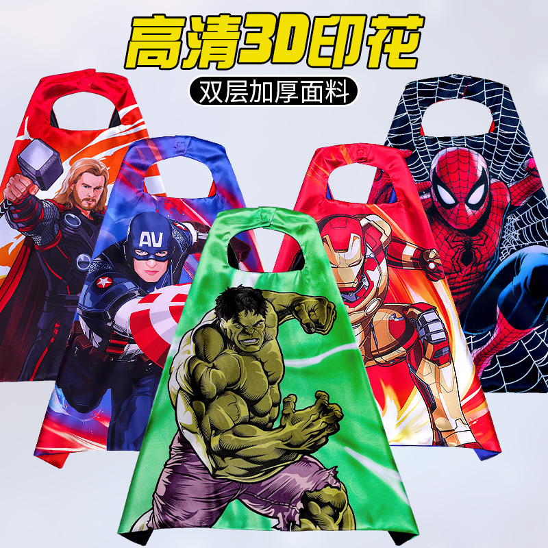Halloween Kids Hero Anime Cloak Cartoon Anime Print Cloak Dress Up Superman Beauty Team Hulk Cloak
